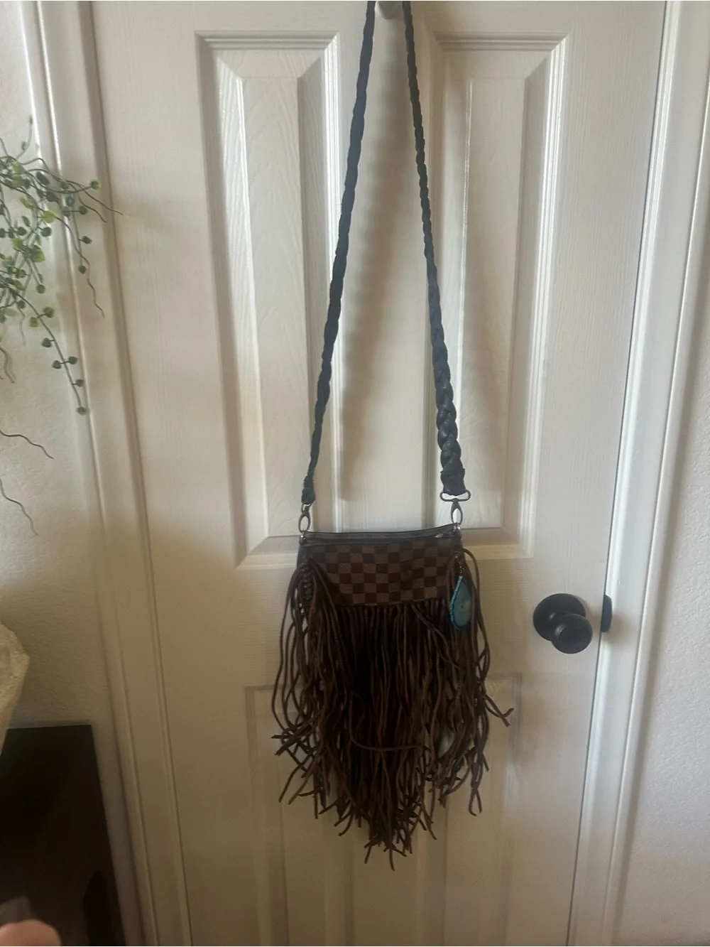 Louis Vuitton Brown Checkered Fringe Crossbody Bag